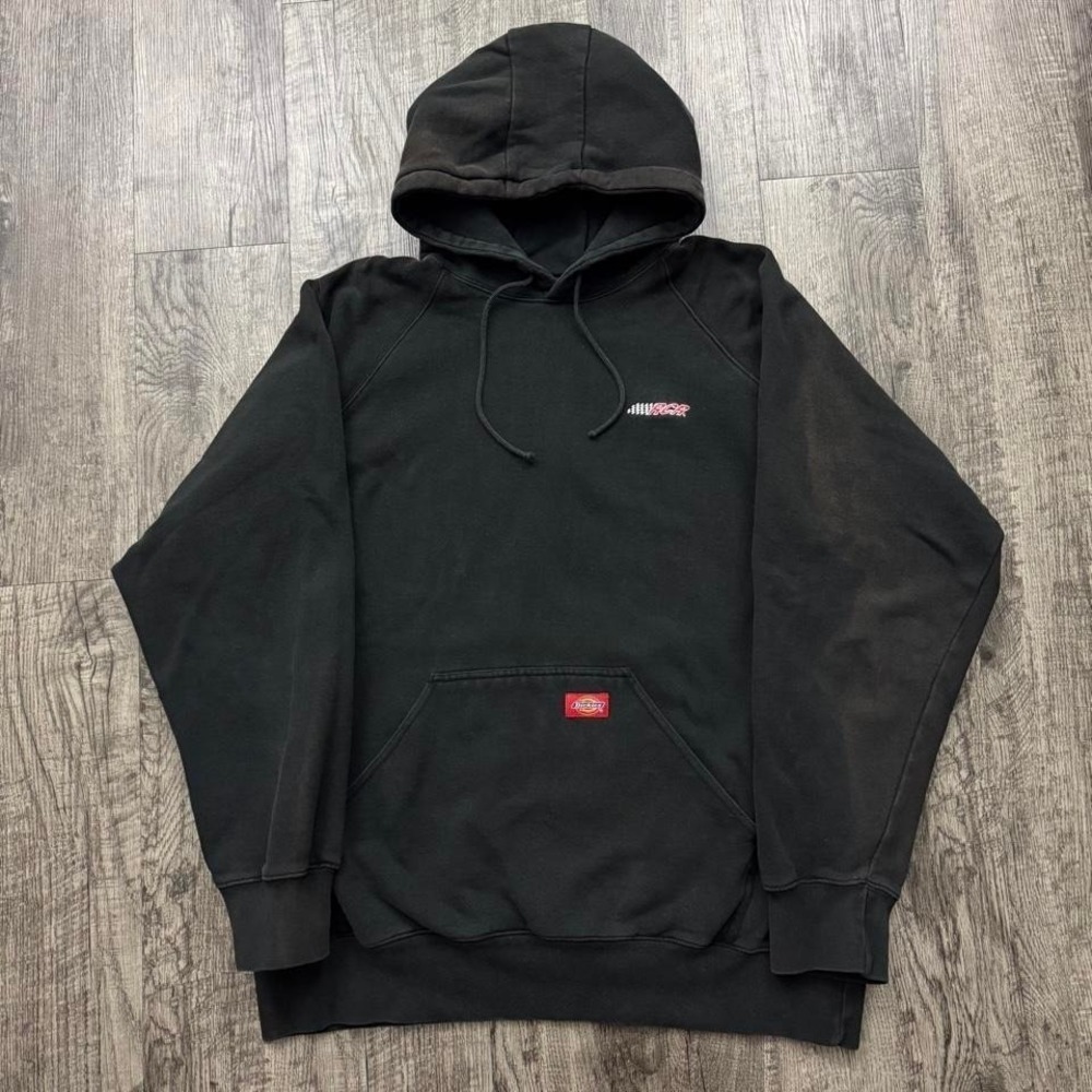 Dickies RCR Racing Sun Faded Black Grunge Baggy Hoodie Sz XL
